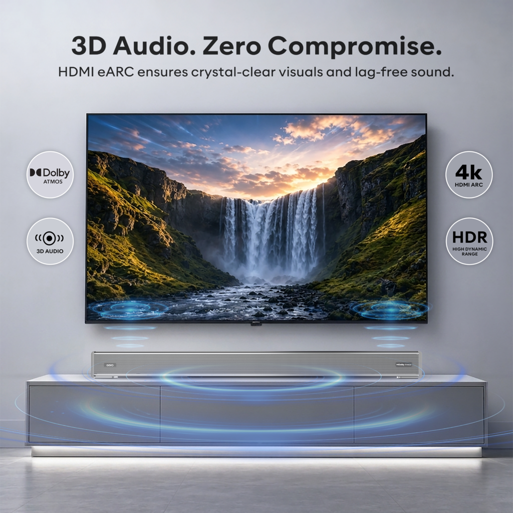 GOVO GoSurround 1000 Pro 800W 5.2.4 Channel Dolby Atmos Soundbar System with Dual Subwoofers and Wireless Satellite Speakers sound bar price comparison image - view 6